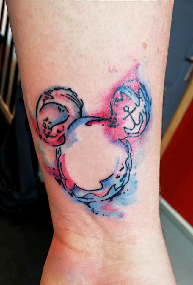 Tatouage aquarelle réalisé par Dixie Wolf — photo 1